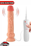 Kablolu Kumandalı Vantuzlu Güçlü Titreşimli Gerçekçi Yapay Penis Realistik Dokuda Ten Dildo 23 cm