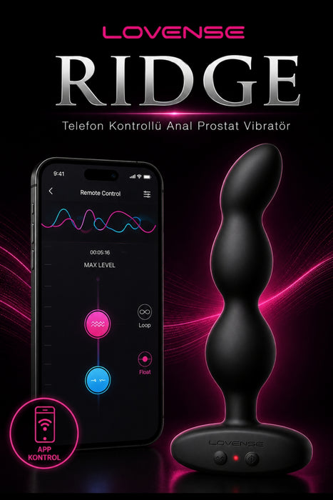 Lovense Dünyanin Her Yerinden Kontrol Edilebilen Ridge Telefon Kontrollü Güçlü Titreşimli Anal Vibratör