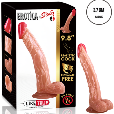 Gerçekçi Realistik Dokuda Vantuzlu Dildo Yapay Sert Penis 25 cm