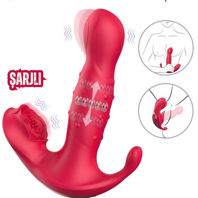 Cinsel Oyuncak Betty Şarjlı Kayma ve Dalga Hareketli Anal Vajina Klitoris Uyarıcı Vibratör