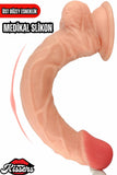 Kablolu Kumandalı Vantuzlu Güçlü Titreşimli Gerçekçi Yapay Penis Realistik Dokuda Ten Dildo 23 cm
