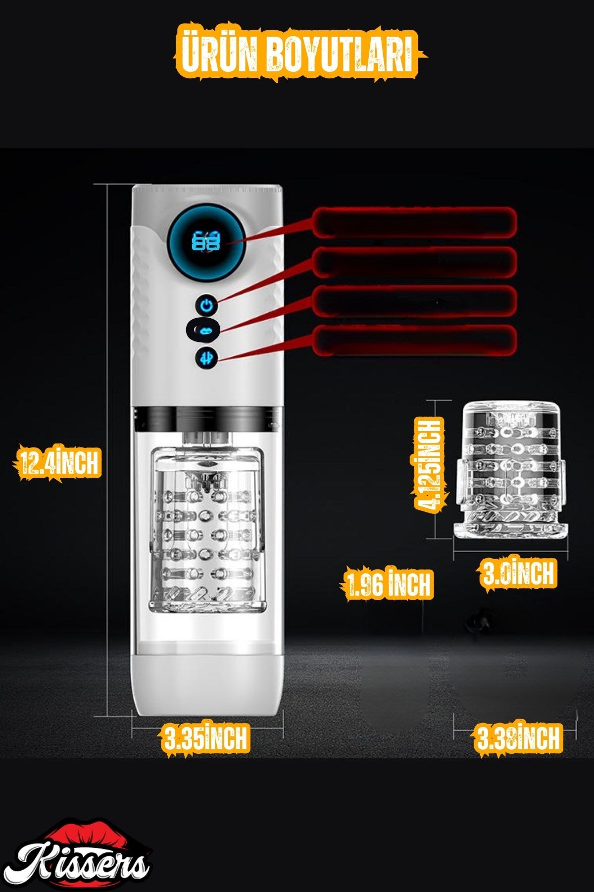Şarjlı İleri Geri ve Dönme Hareketli ve Emiş Özellikli LCD Ekran Otomatik Vajina Mastürbatör