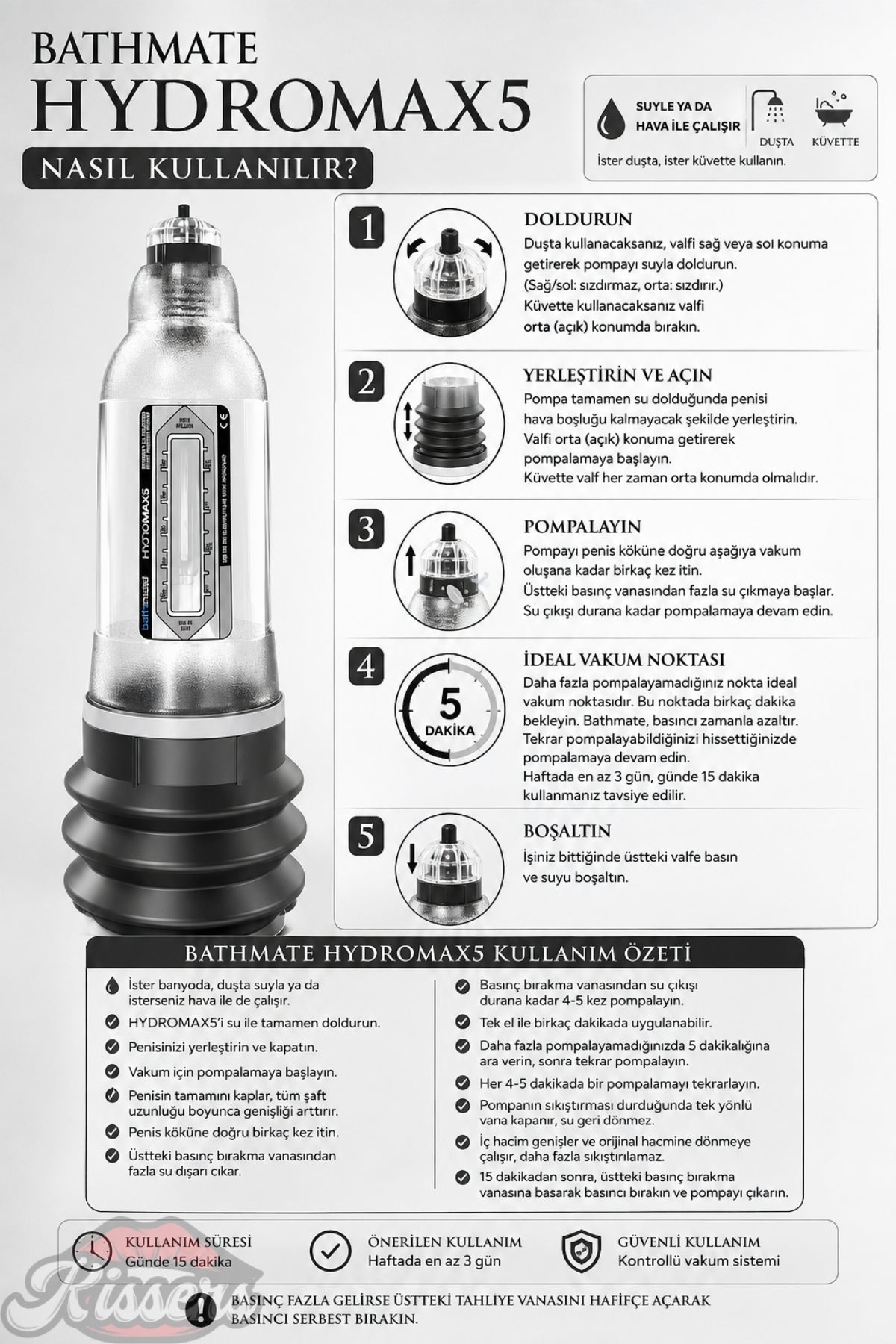 Bathmate  Etkili Ultra Güçlü Hidroponik Hydromax 5 Penis Pompası