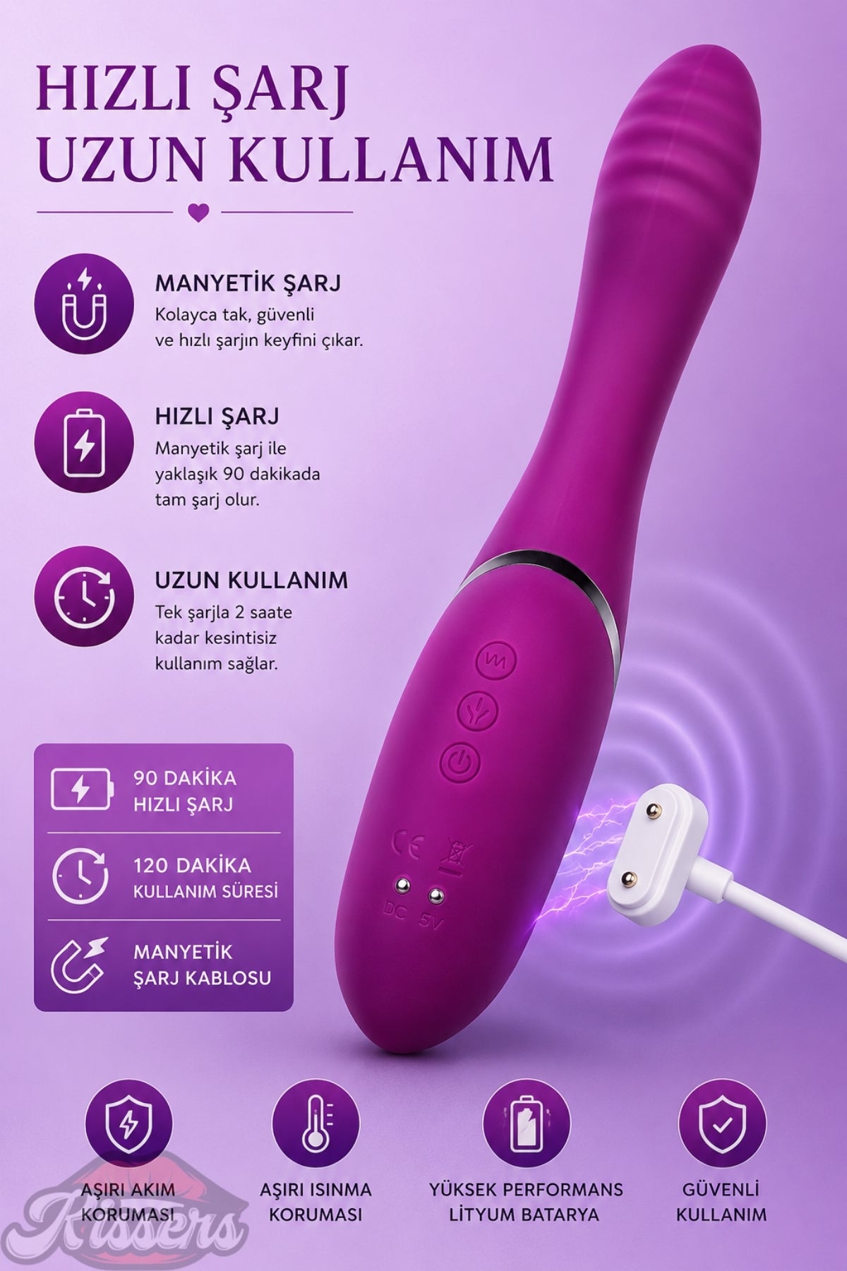 Jos Spinser Çift Taraflı Dönerli Titreşimli Modlu G Noktası ve Klitoris Uyarıcılı Vibratör