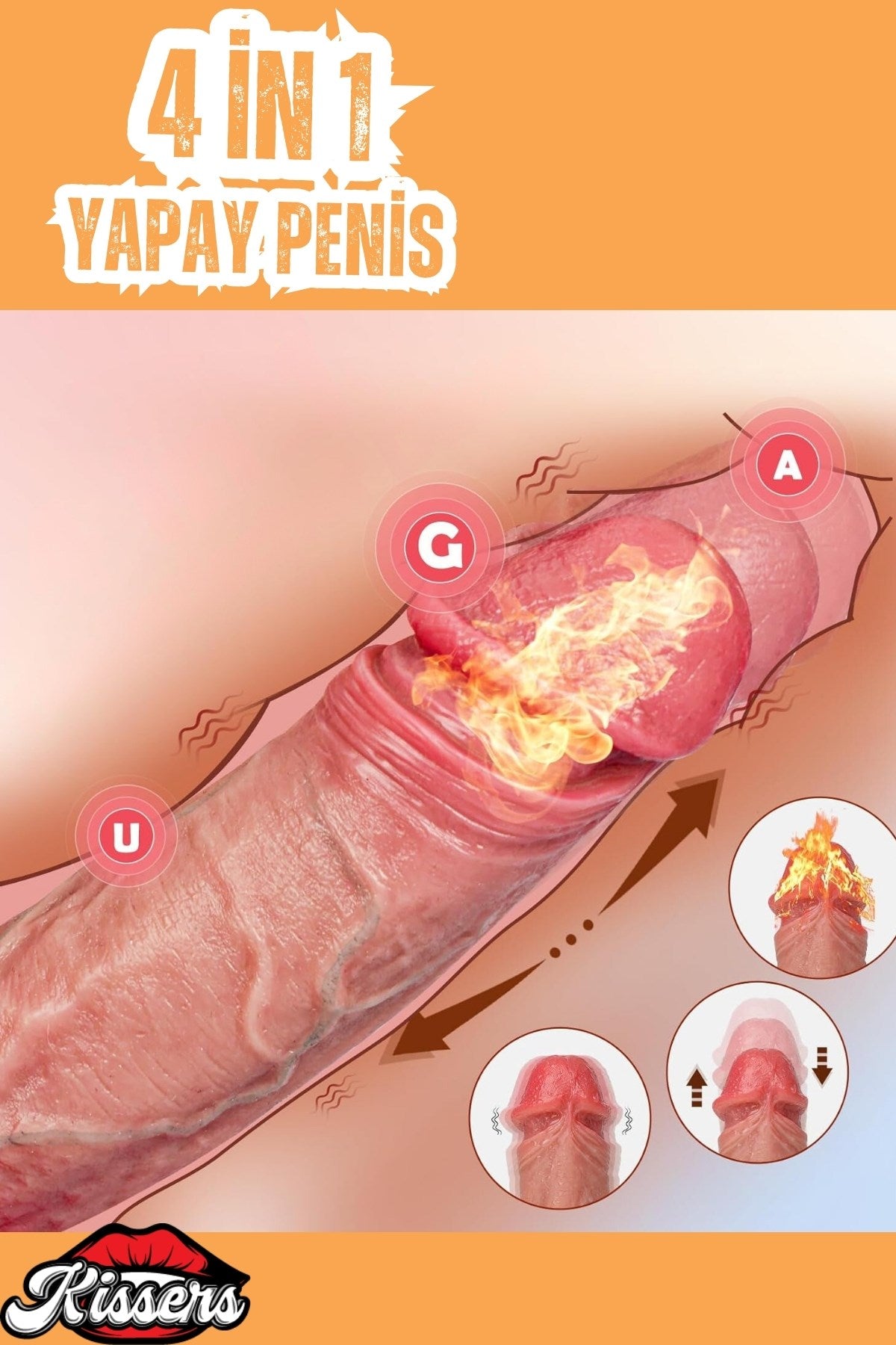 Uzaktan Kumandalı Isıtmalı İleri Geri Hareketli Rotasyonlu Realistik Ten Rengi Penis Dildo 24 Cm