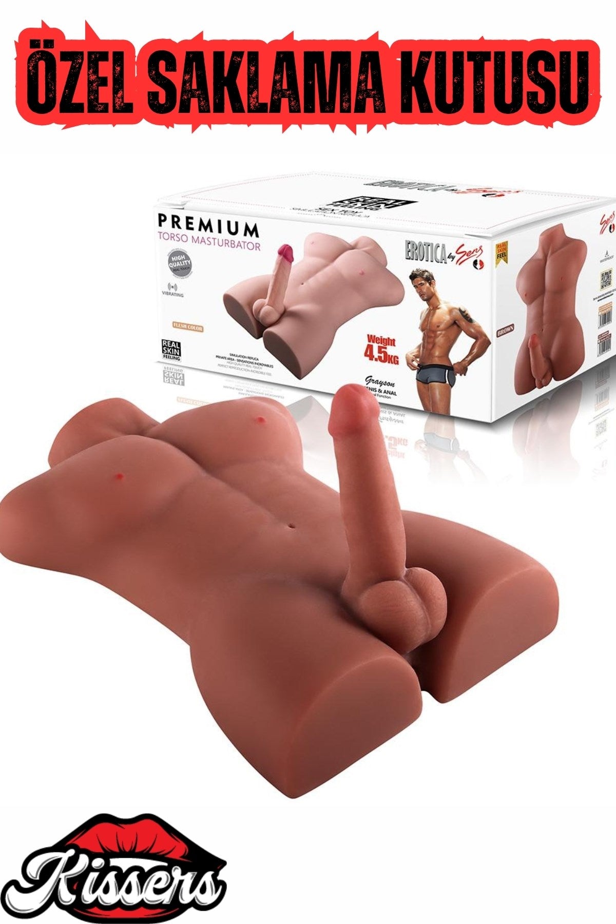 Anal Girişli Yarım Vücut Yapay Penis Dildo Erkek Realistik Manken Mastürbatör Melez 4.5 KG