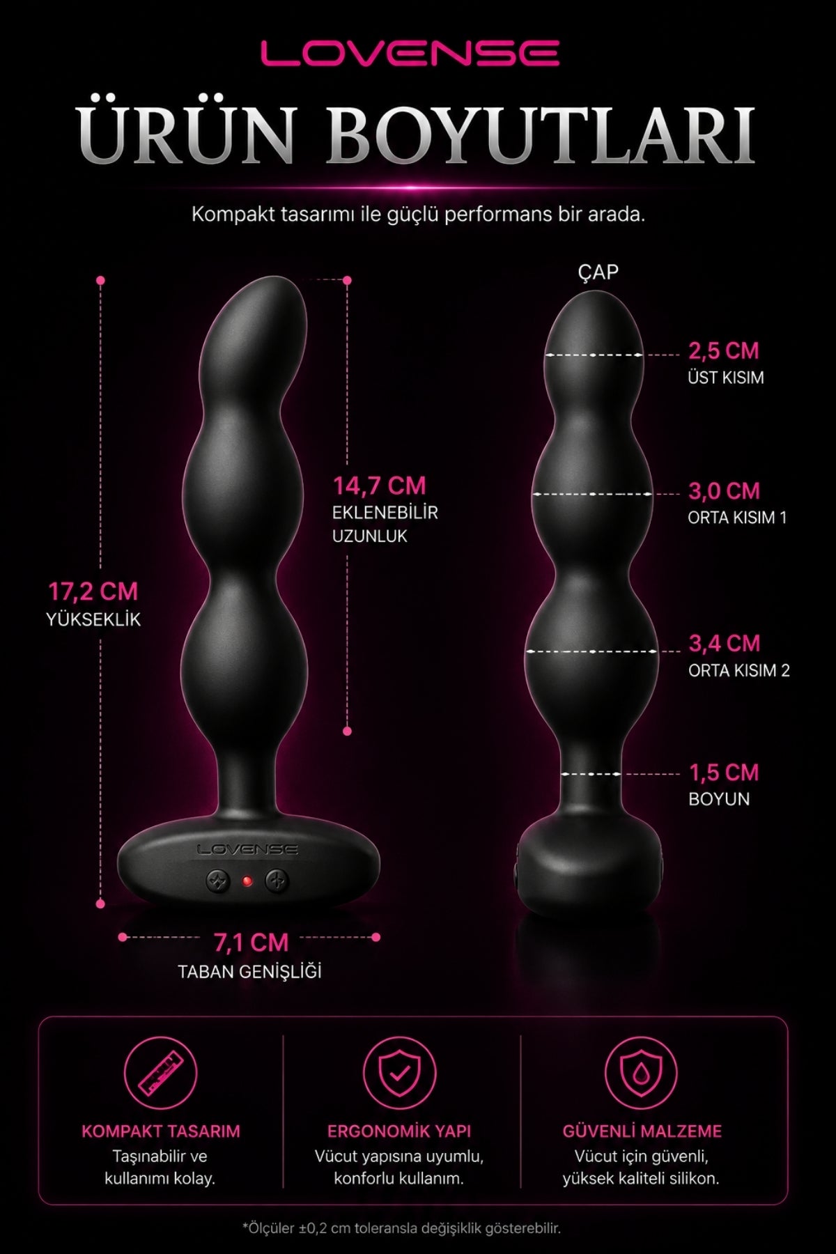 Lovense Dünyanin Her Yerinden Kontrol Edilebilen Ridge Telefon Kontrollü Güçlü Titreşimli Anal Vibratör