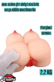 Anal Vajina Çift Girişli Titreşimli Isıtmalı Realistik Kalça Göğüs Mastürbatör 2.3 KG