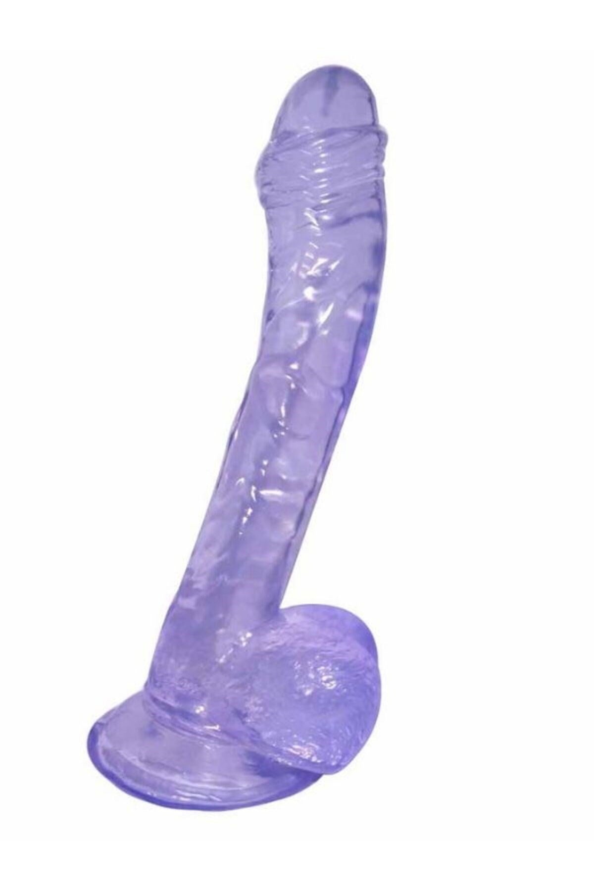 Ultra Realistik Eğilip Bükülebilir G Noktası Ve Klitoris Uyarıcı Mega Boy Jel Mor Penis Dildo 19 Cm