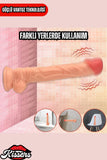 Kablolu Kumandalı Vantuzlu Güçlü Titreşimli Gerçekçi Yapay Penis Realistik Dokuda Ten Dildo 23 cm