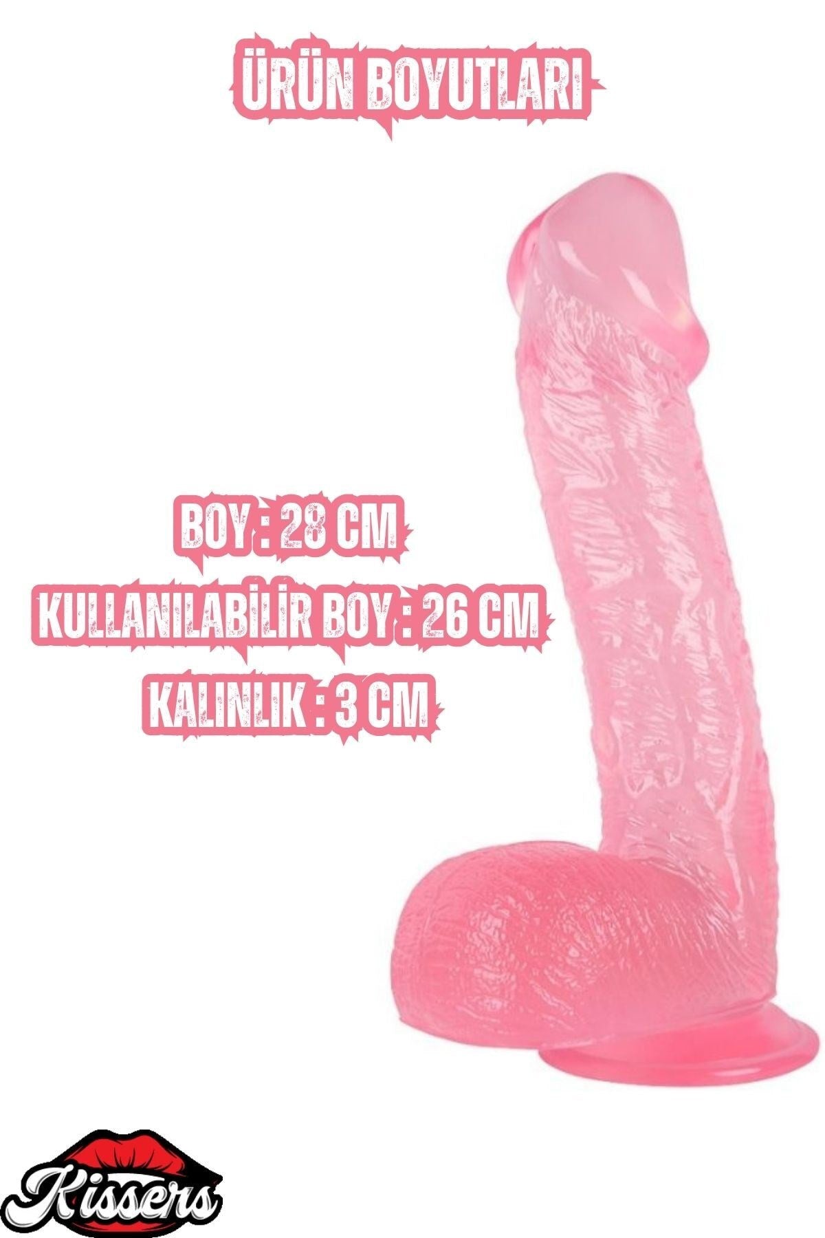Ultra Realistik Damarlı Bükülebilir Vantuzlanabilir Jel Dokusunda Pembe Dildo Penis 28 Cm