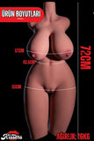 Yeni Nesil Anal Vajinal Titreşimli Isıtmalı 16 Kg 72 Cm Esmer Ten Sex Doll Realistik Manken