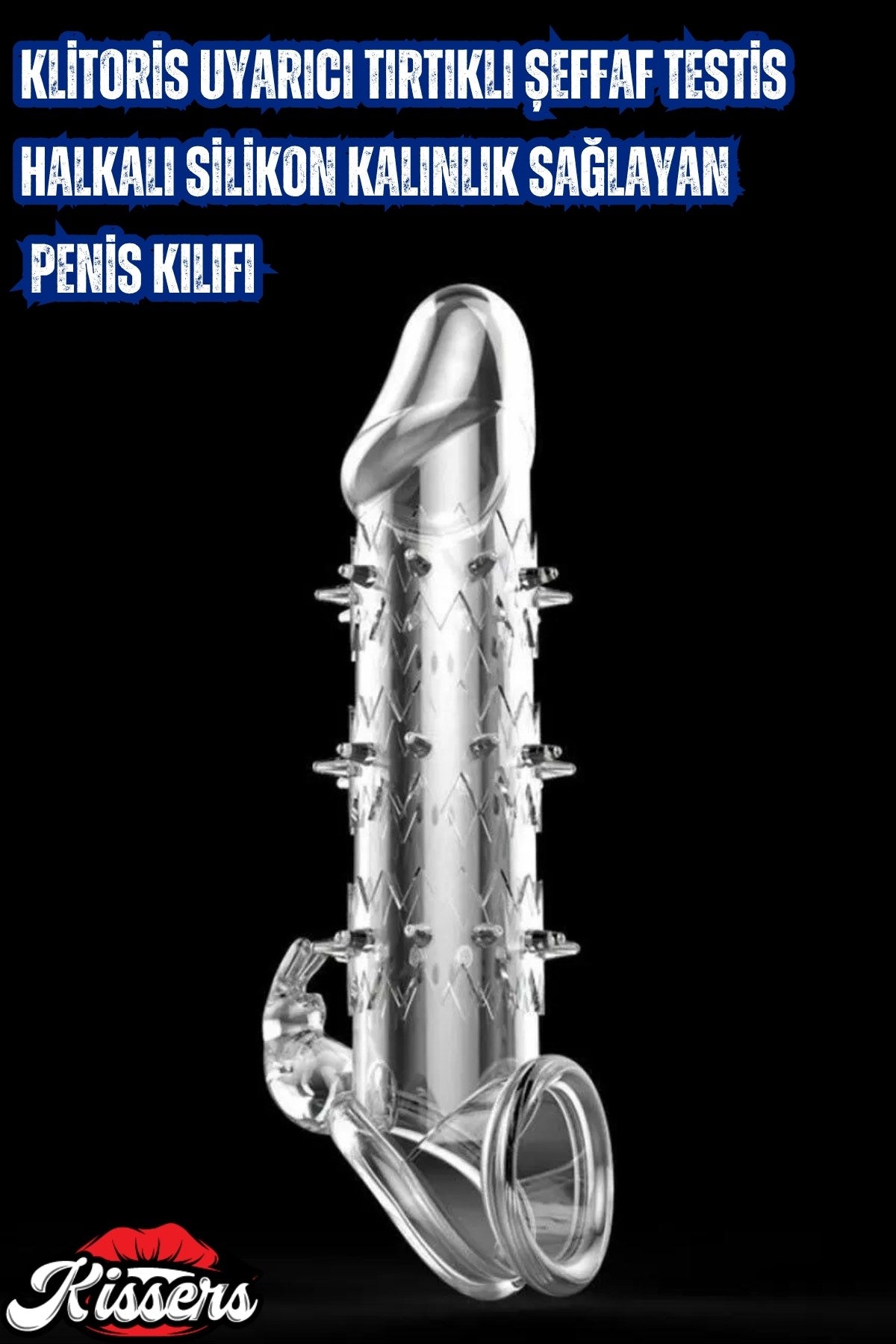 Geç Boşalma Sağlayıcı Halkalı Şeffaf Testis Halkalı Silikon Tırtıklı Penis Kılıfı