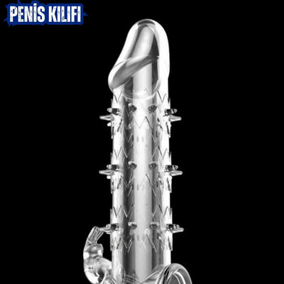 Geç Boşalma Sağlayıcı Halkalı Şeffaf Testis Halkalı Silikon Tırtıklı Penis Kılıfı