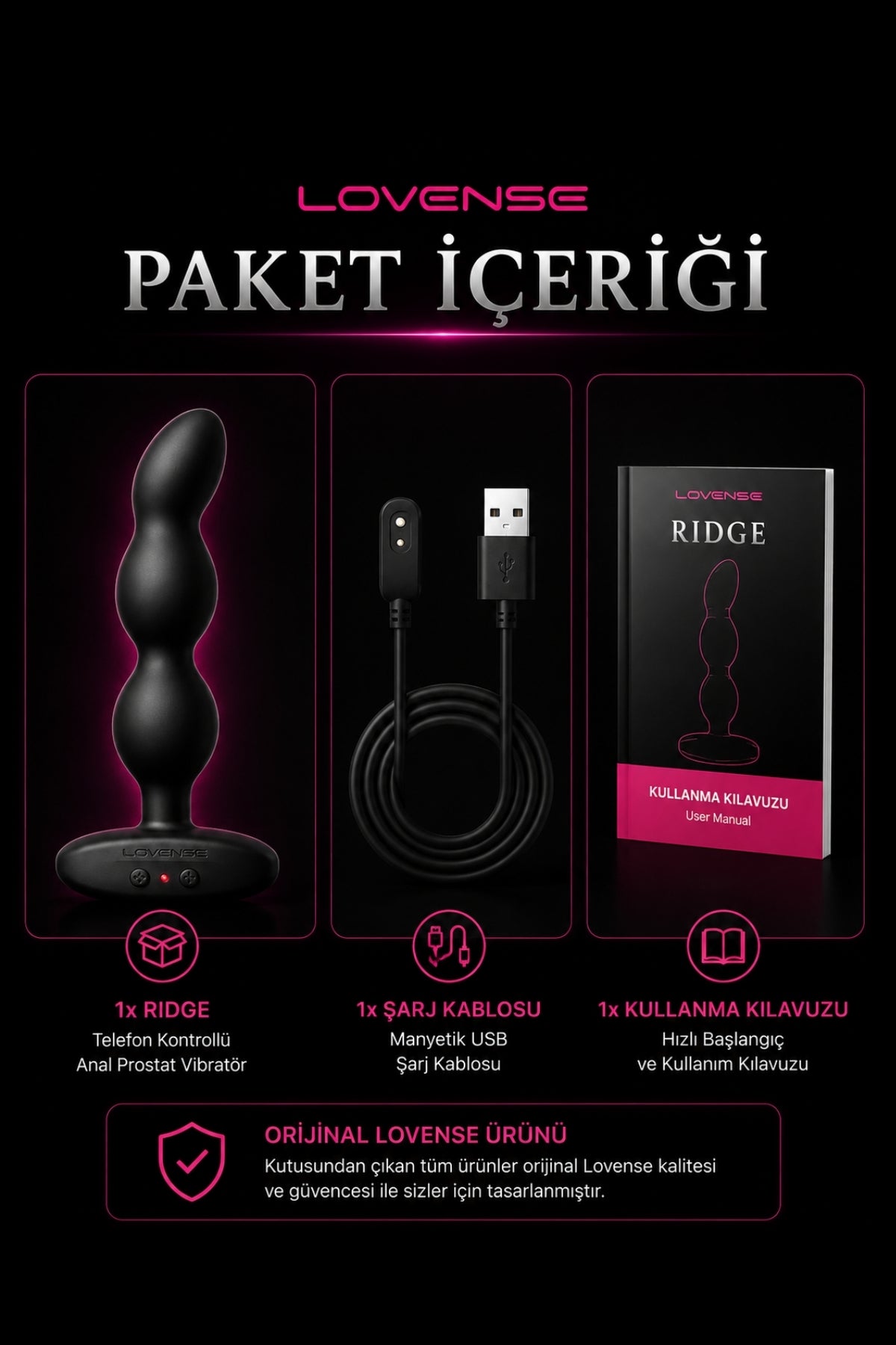 Lovense Dünyanin Her Yerinden Kontrol Edilebilen Ridge Telefon Kontrollü Güçlü Titreşimli Anal Vibratör