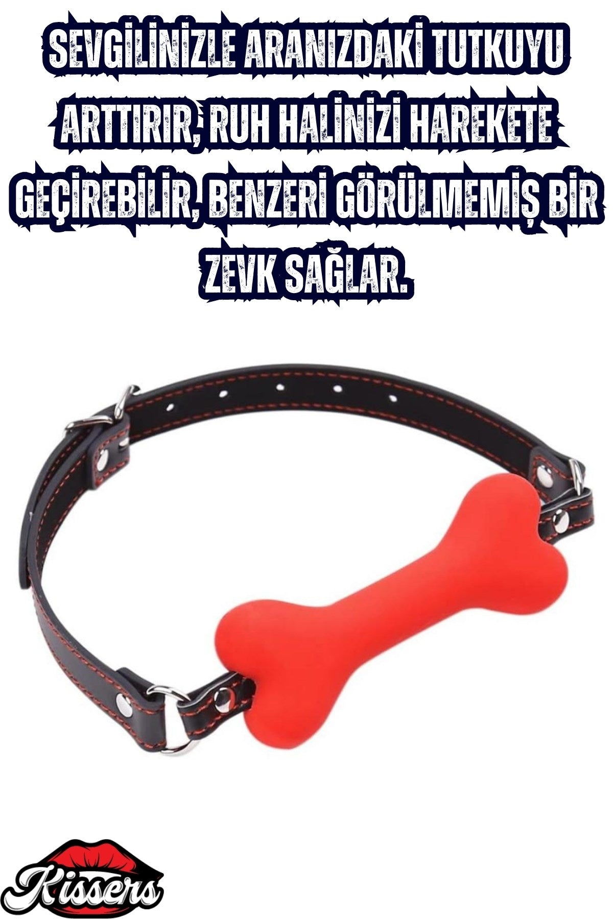 BDSM Deri Kemerli Yumuşak Silikon Kırmızı Köpek Kemiği Ağız Tıkacı