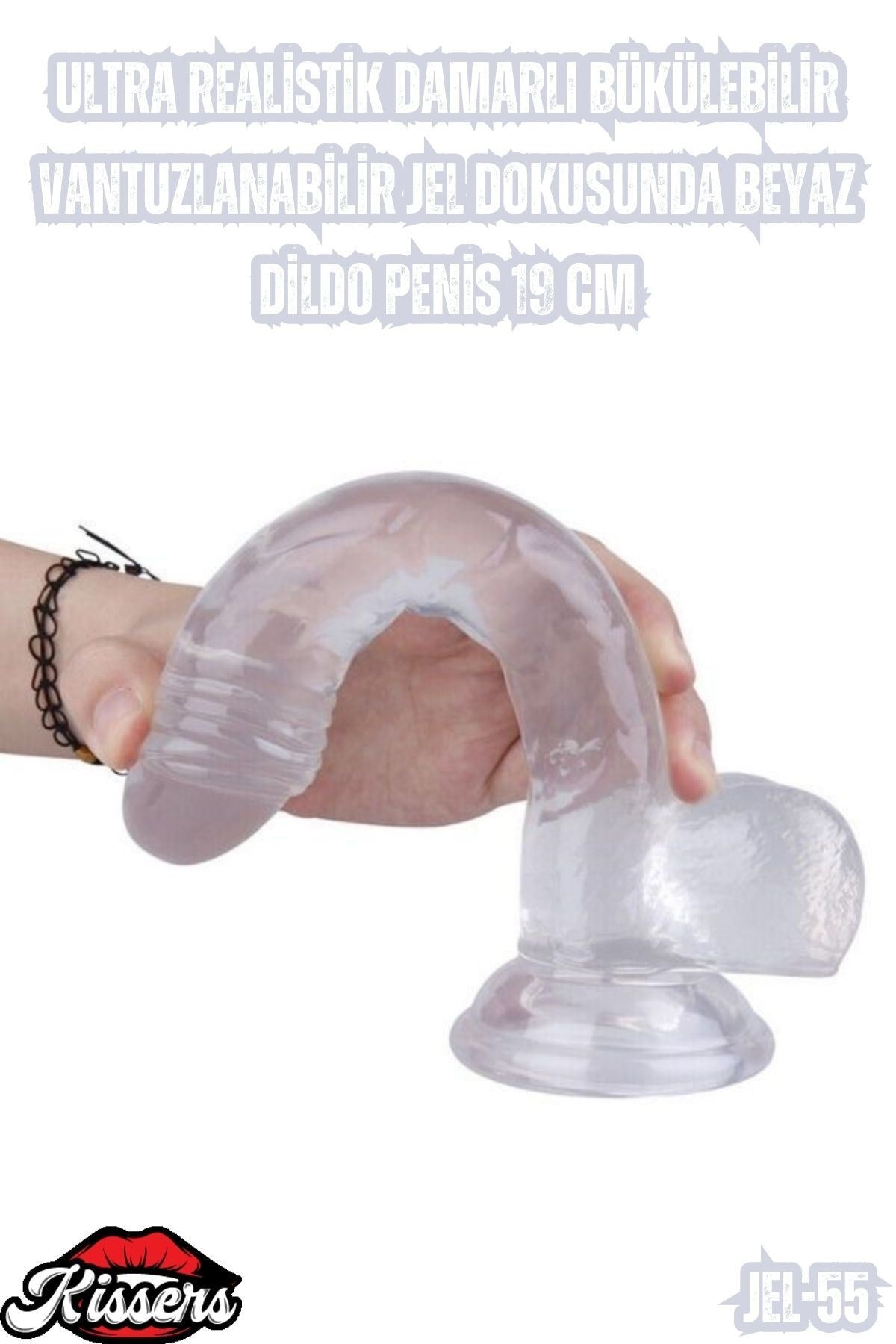 Ultra Realistik Damarlı Bükülebilir Vantuzlanabilir Jel Dokusunda Beyaz Dildo Penis 19 Cm