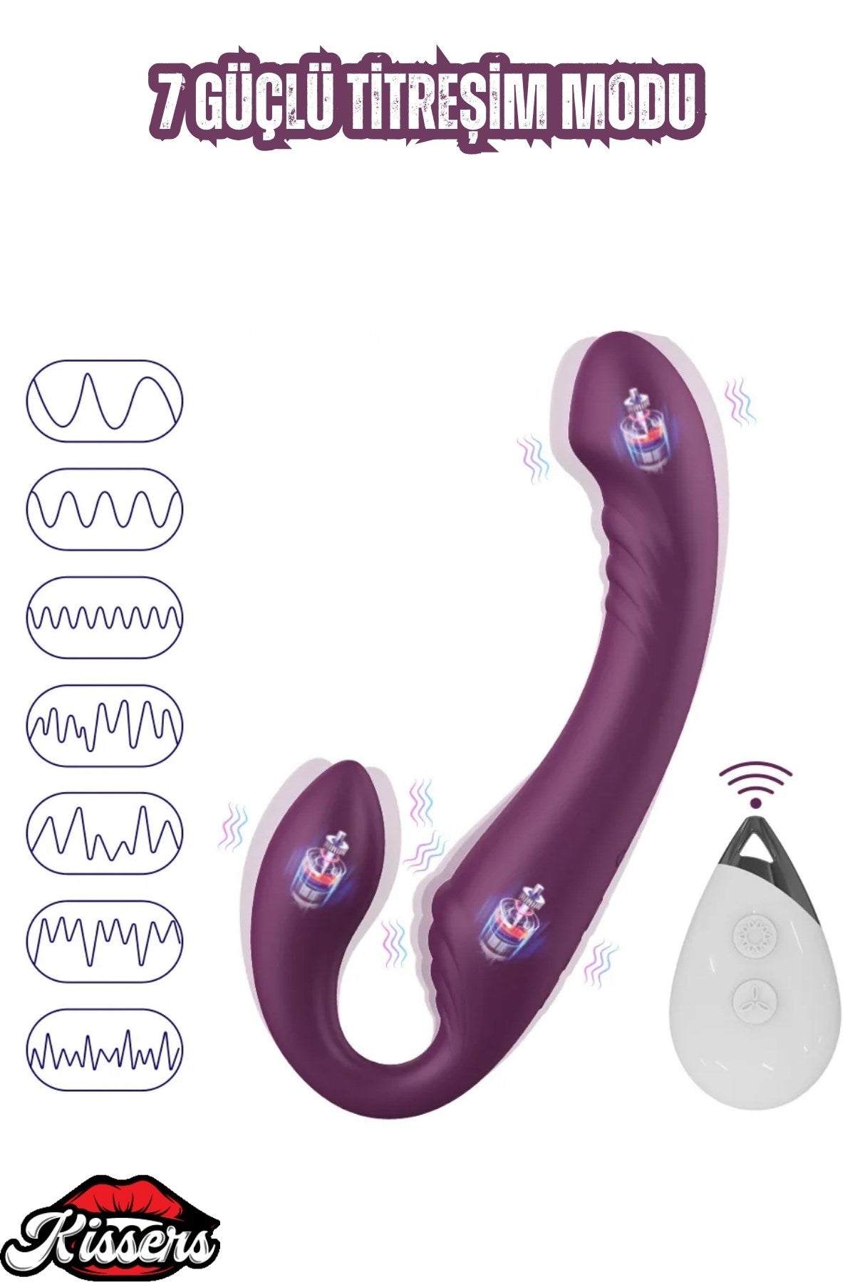 Alice Şarjlı Uzaktan Kumandalı Rotasyon Hareketli Çift Taraflı Strapless Strapon Vibratör