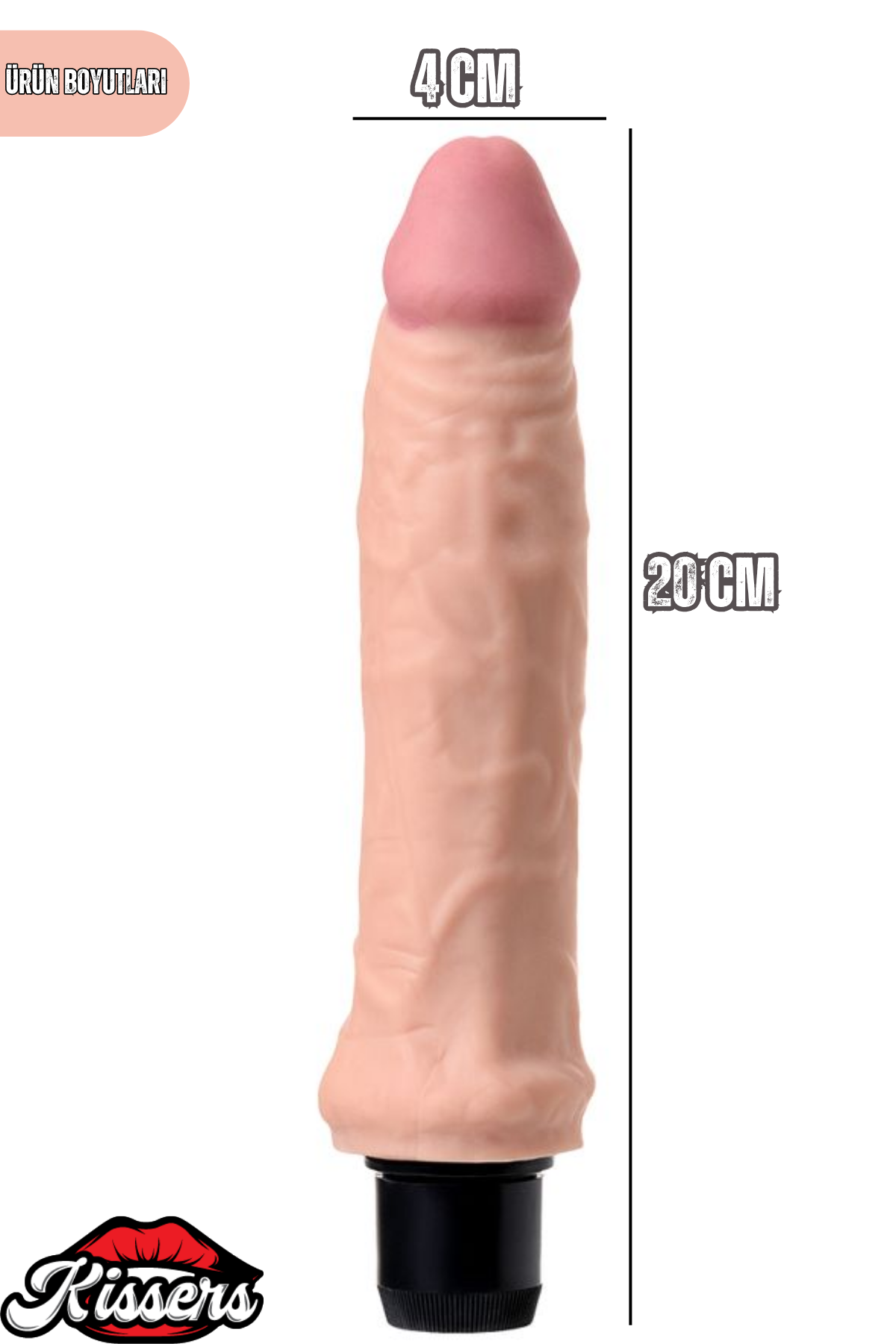 Gerçekçi Dokulu Titreşimli Yapay Penis Dildo 20 Cm Pil Çalışan Kademe Ayarlı TPE Vibratör