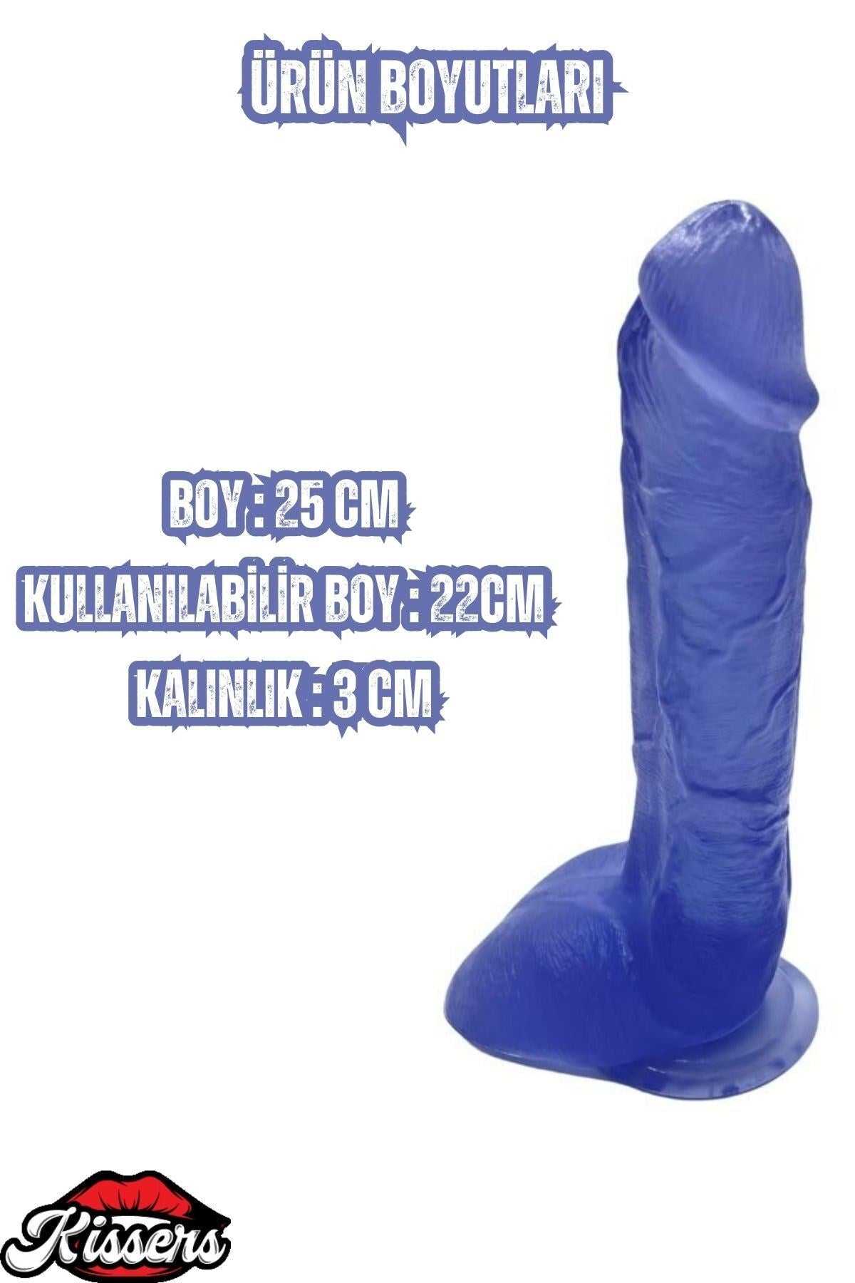 Ultra Realistik Damarlı Bükülebilir Vantuzlanabilir Jel Dokusunda mavi Dildo Penis 25 Cm