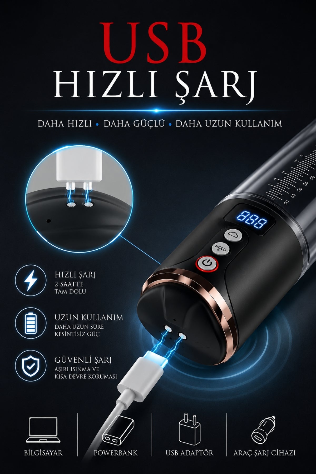 Lcd Ekranlı Şarjlı 8 Emiş Modlu Penis Kalınlaştırıcı Uzatıcı Tam Otomatik Penis Pompası