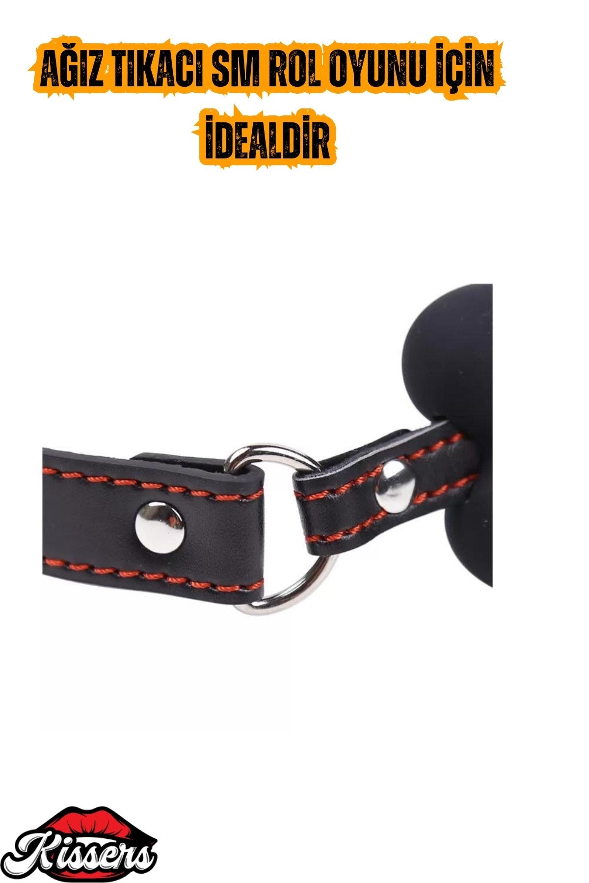 BDSM Deri Kemerli Yumuşak Silikon Siyah Köpek Kemiği Ağız Tıkacı
