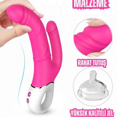 Tutma Aparatlı Çift Taraflı Anal ve G Nokta Uyarıcı 2'si 1 Arada Yumuşak Yapay Penis Çatal Vibratör