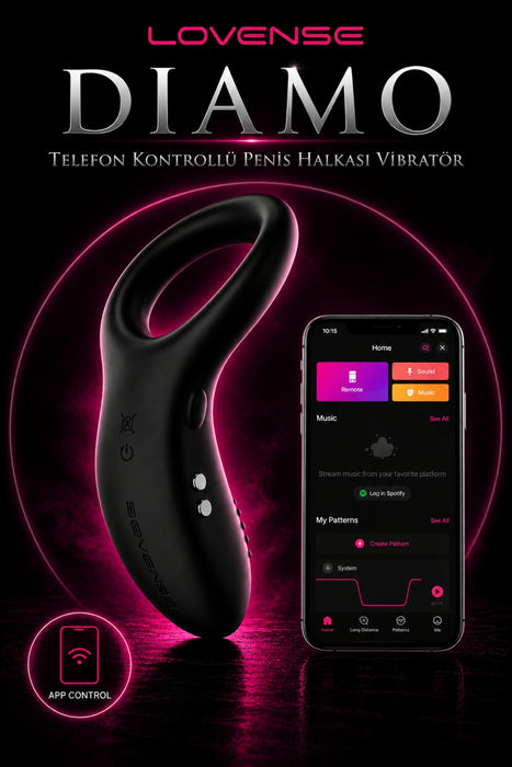 Lovense Dünyanin Her Yerinden Kontrol Edilebilen Diamo Telefon Kontrollü Güçlü Titreşimli Penis Halkası