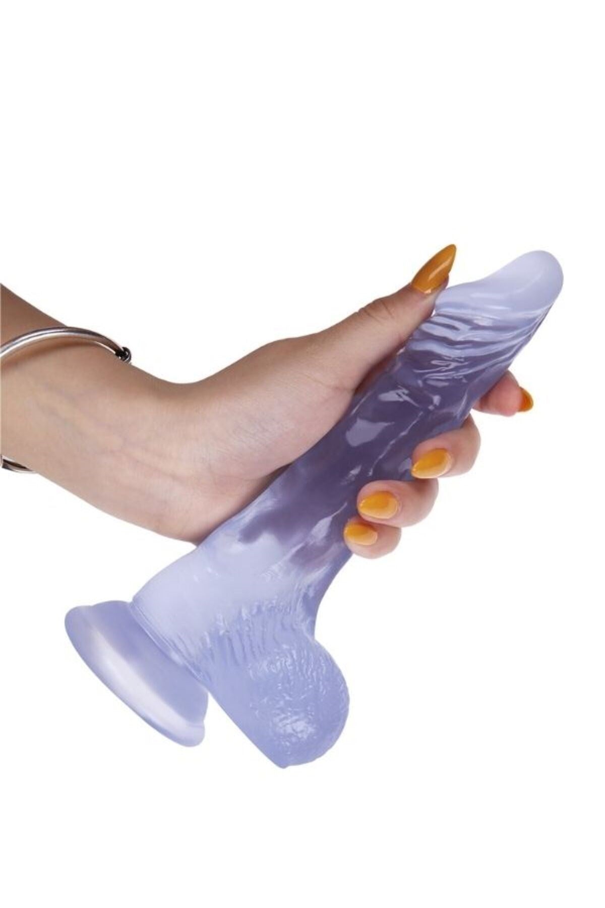 Ultra Realistik Eğilip Bükülebilir G Noktası Ve Klitoris Uyarıcı Jel Mor Penis Dildo 19 Cm