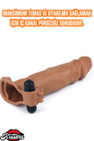 4 CM Dolgulu 19 CM Uzunluk Realistik Titreşimli Testisli Penis Kılıfı Melez