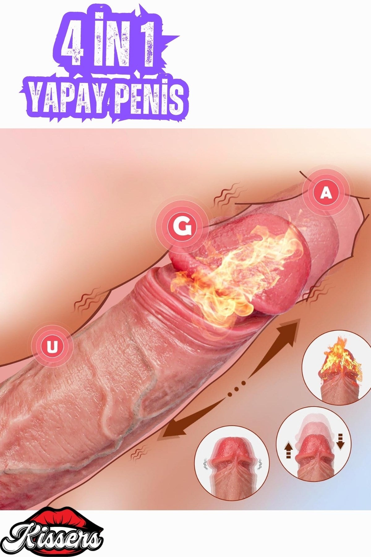 Uzaktan Kumandalı Isıtmalı İleri Geri Hareketli Rotasyonlu Realistik Ten Rengi Penis Dildo 22 Cm