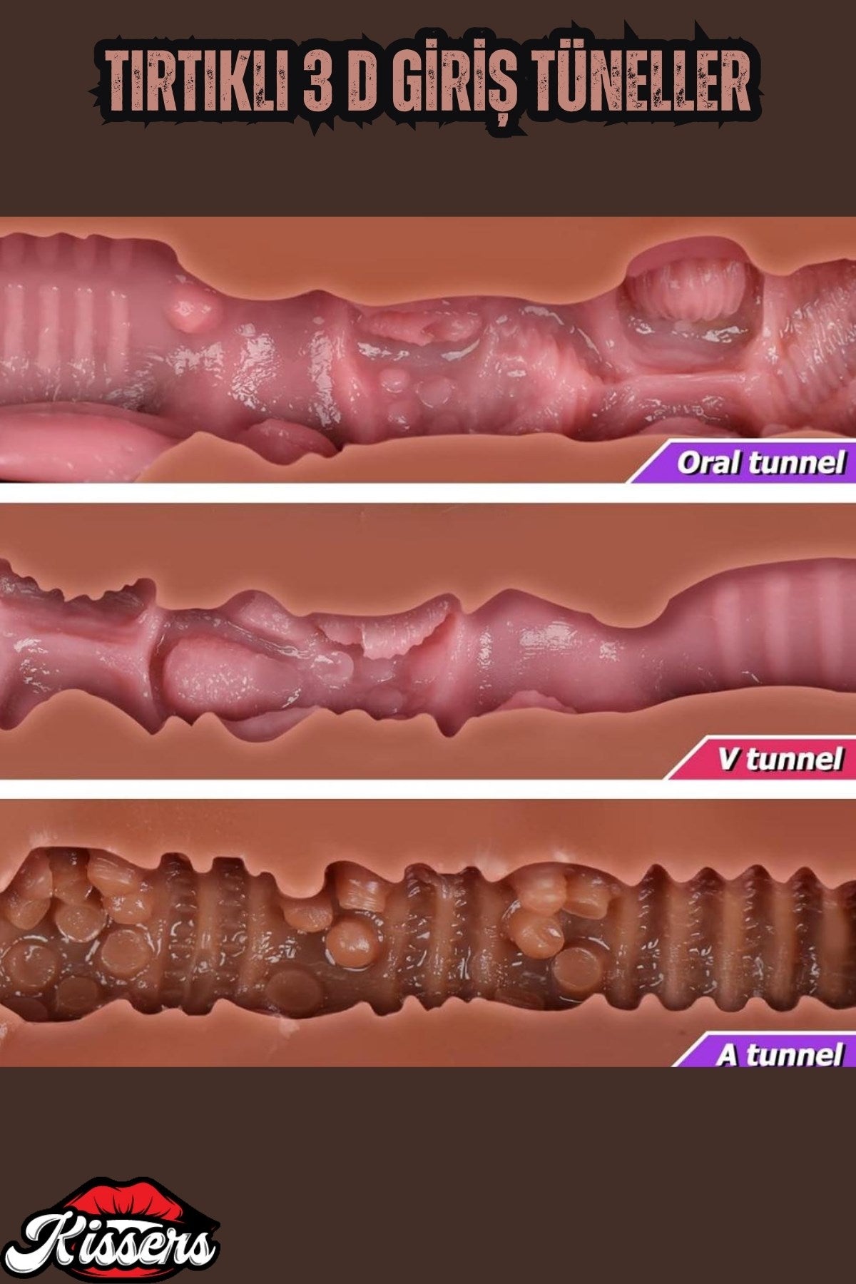 Cinsel Oyuncak Gerçekçi Yumuşak Dokulu 3 Girişli Oral Anal Realistik Vajina Mastürbatör