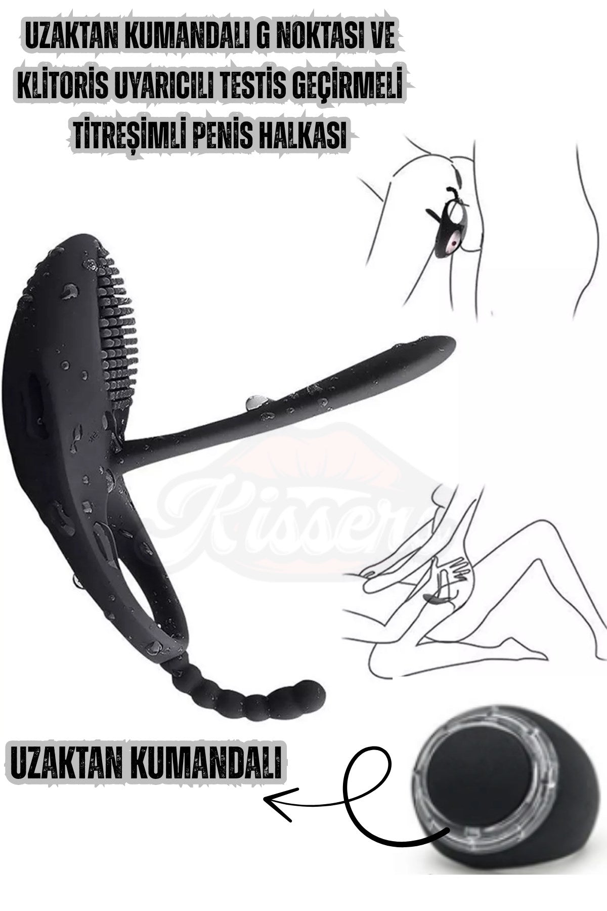 Uzaktan Kumandalı Testise Geçirmeli G Noktası Ve Klitoris Uyarıcılı Vibratör Penis Halkası