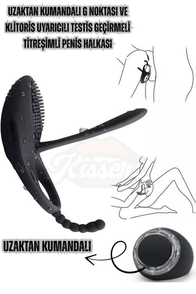 Uzaktan Kumandalı Testise Geçirmeli G Noktası Ve Klitoris Uyarıcılı Vibratör Penis Halkası
