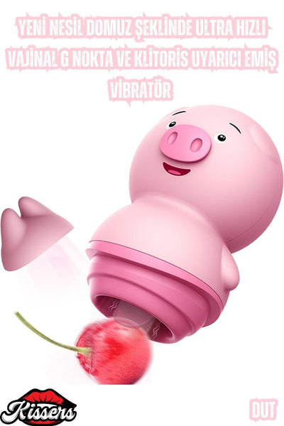 Yeni Nesil Domuz Şeklinde Ultra Hızlı Vajinal G Nokta ve Klitoris Uyarıcı Emiş Vibratör