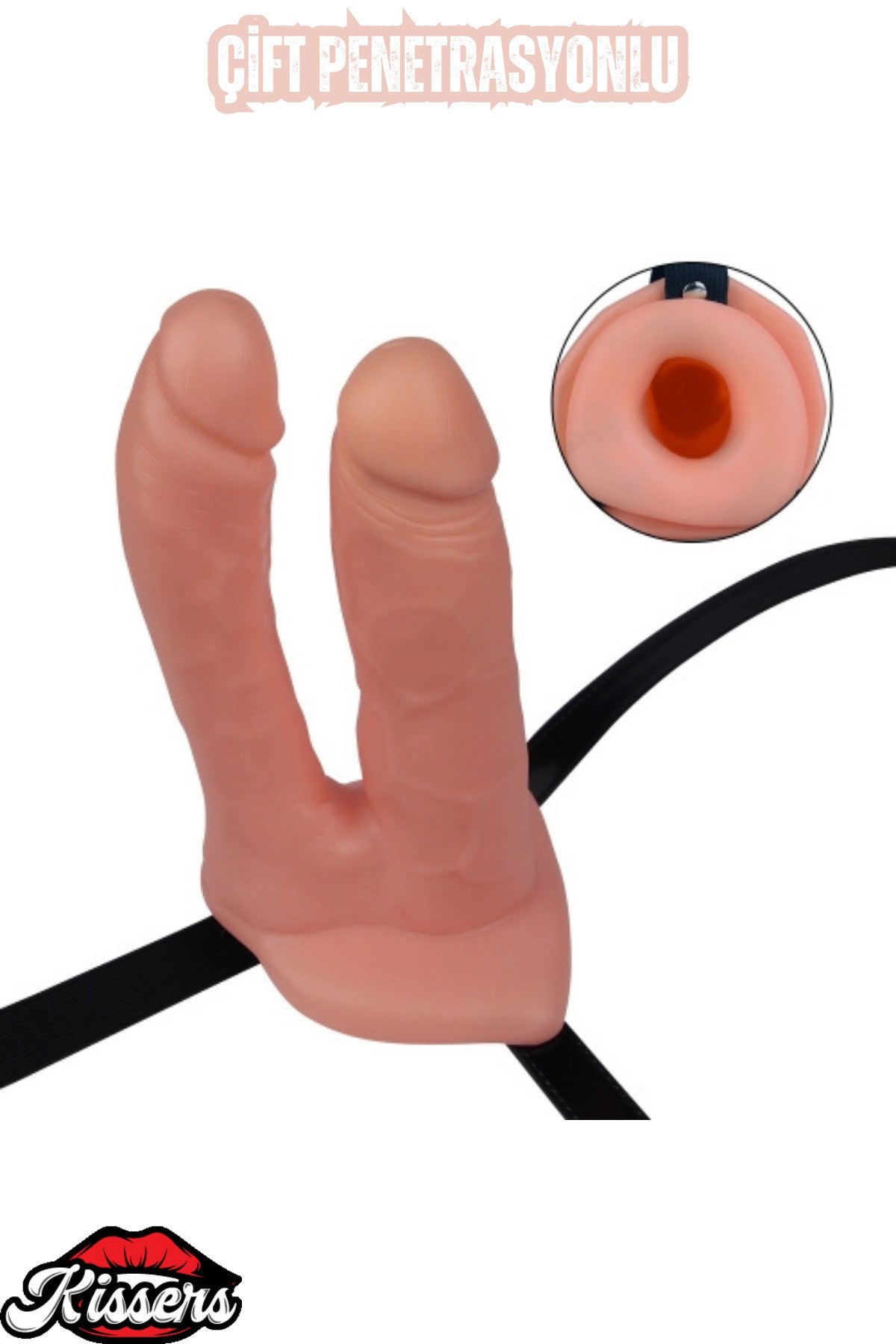 Strap On Belden Bağlamalı Çift Taraflı Penis Dildo 13 Cm