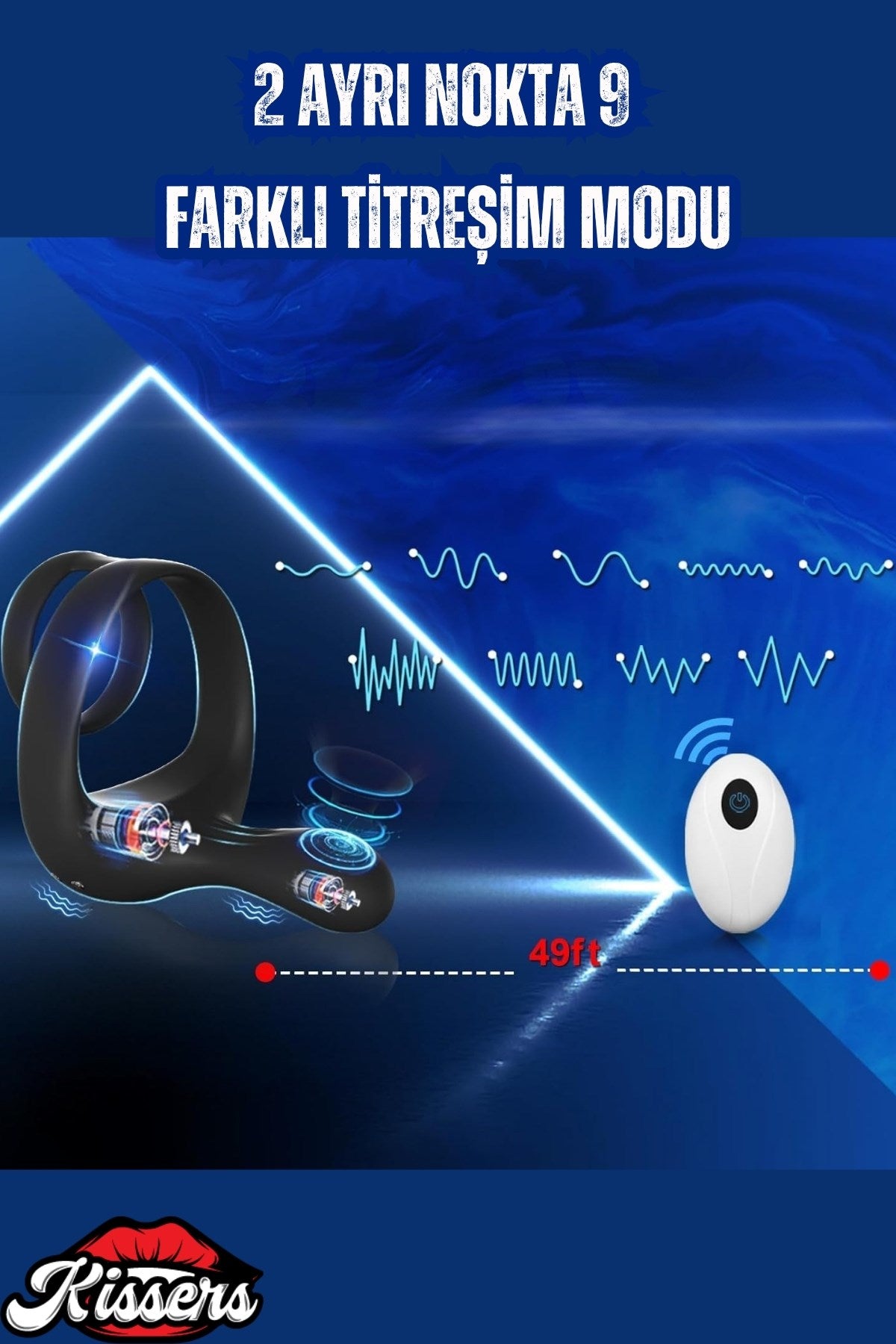 Uzaktan Kumandalı 9 Titreşim Modlu Uyarıcı Boşalma 3'ü 1 Arada Penis Halkası