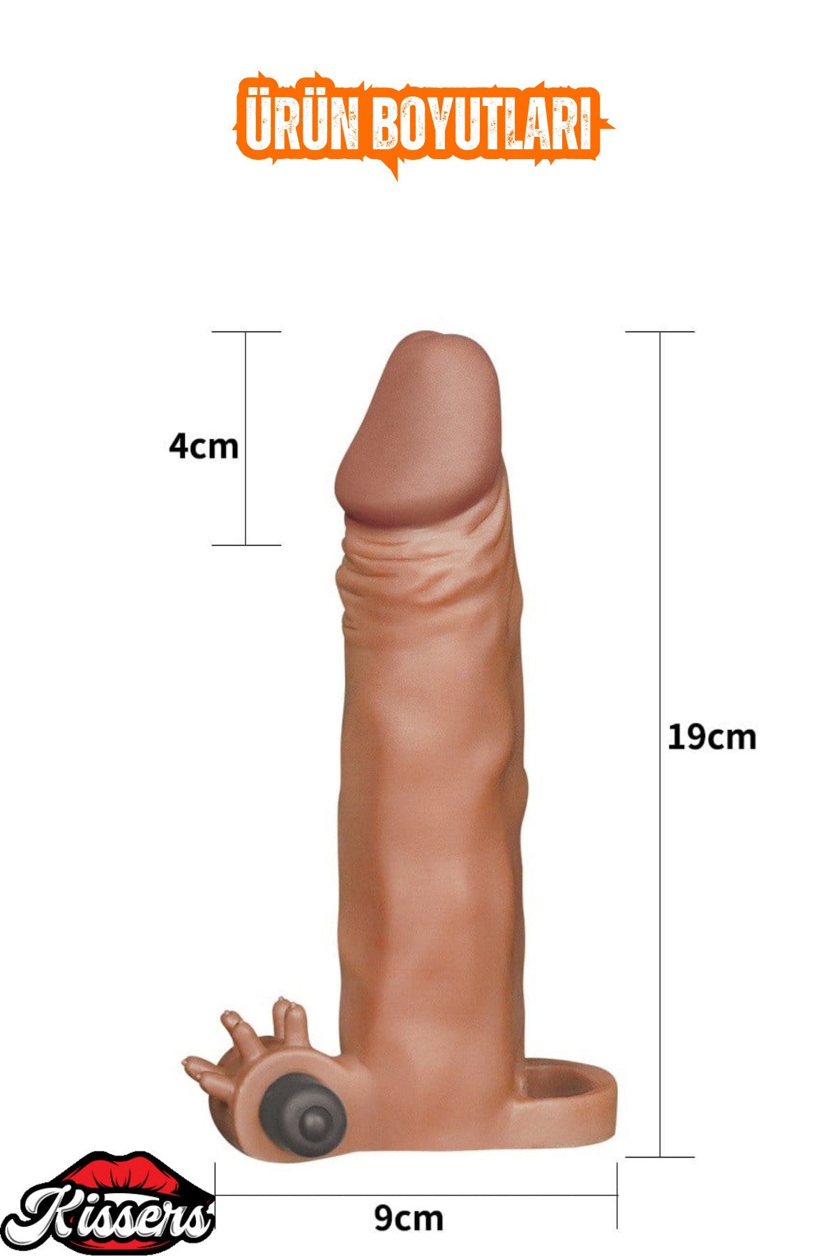 4 CM Dolgulu 19 CM Uzunluk Realistik Titreşimli Testisli Penis Kılıfı Melez