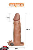 4 CM Dolgulu 19 CM Uzunluk Realistik Titreşimli Testisli Penis Kılıfı Melez