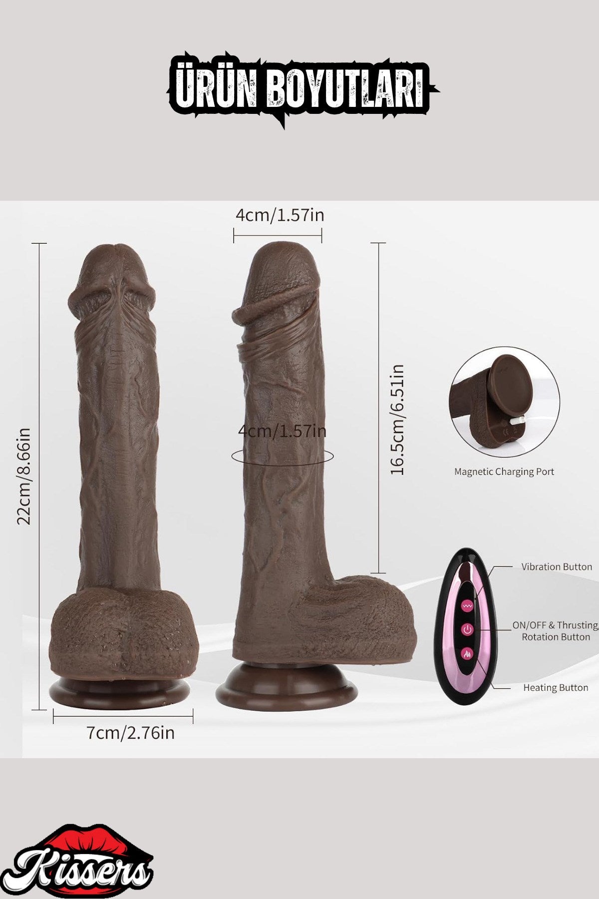 Belden Bağlamalı Rotasyonlu İleri Geri Hareketli Yapay Penis Dildo 22 CM