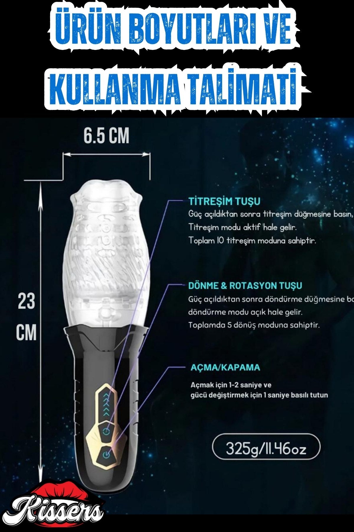 Cinsel Oyuncak Ultra Güçlü Titreşimli ve Dönme Rotasyonlu Şarjlı Otomatik Ağız Oral Mastürbatör
