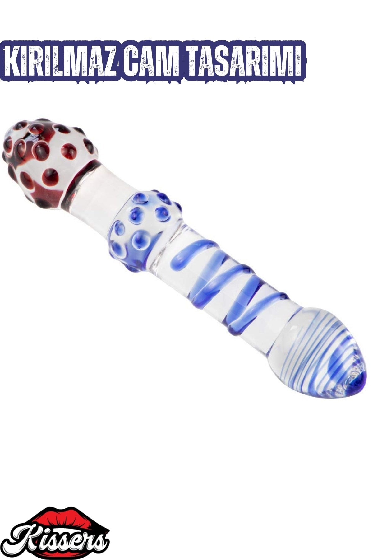 Çift Taraflı Kırılmaz Anal Vajinal G Noktası Uyarıcılı Tırtıklı Cam Dildo Anal Plug