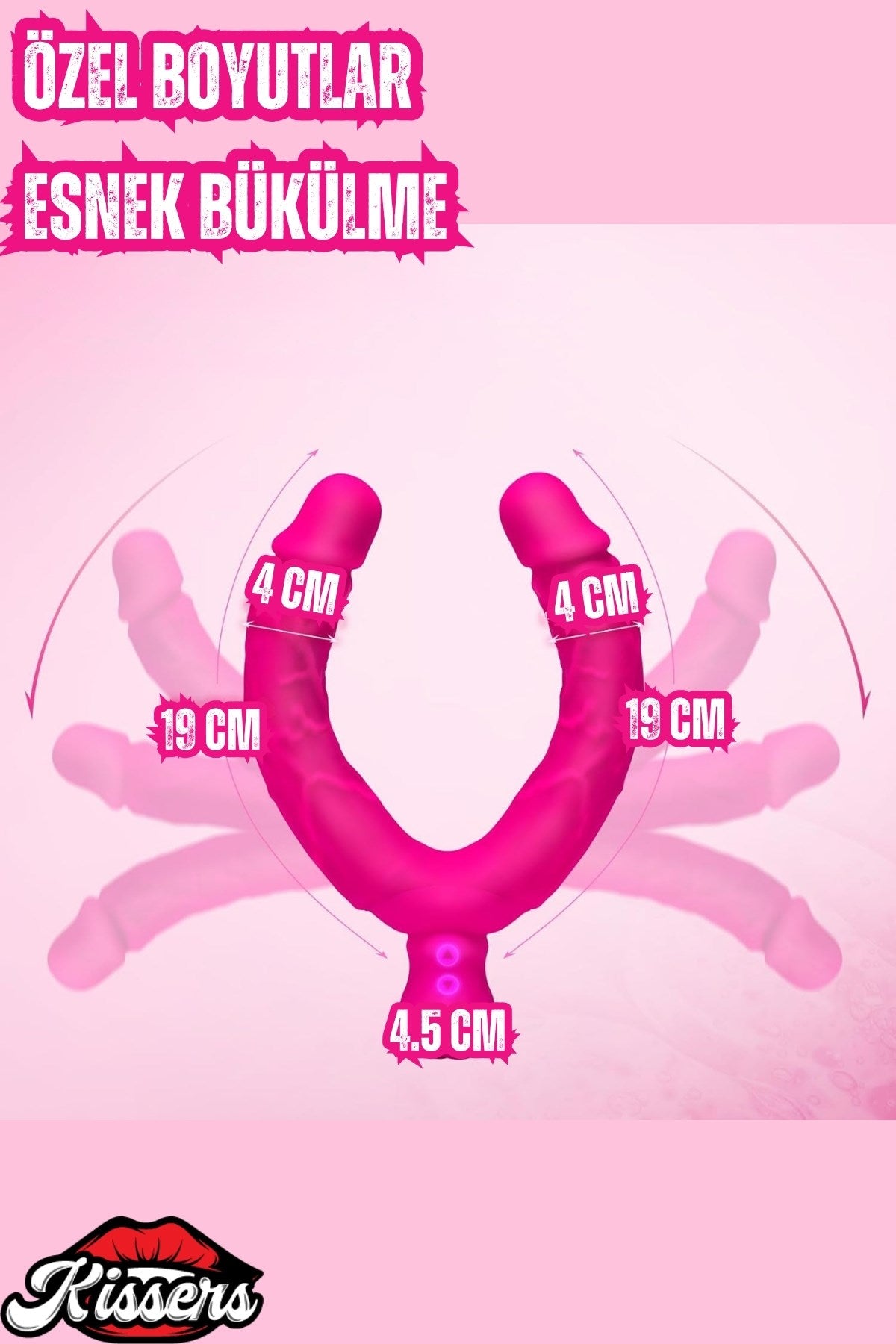 Çift Taraflı Güçlü Titreşimli Yumuşak Esnek Yapıda Çiftlere Özel Yapay Lezbiyen Penis Vibratör