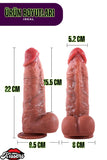 Ultra Yumuşak Damarlı Çift Katmanlı Silikon Gerçekçi Testisli Dildo Kalın Penis 22 Cm Roger