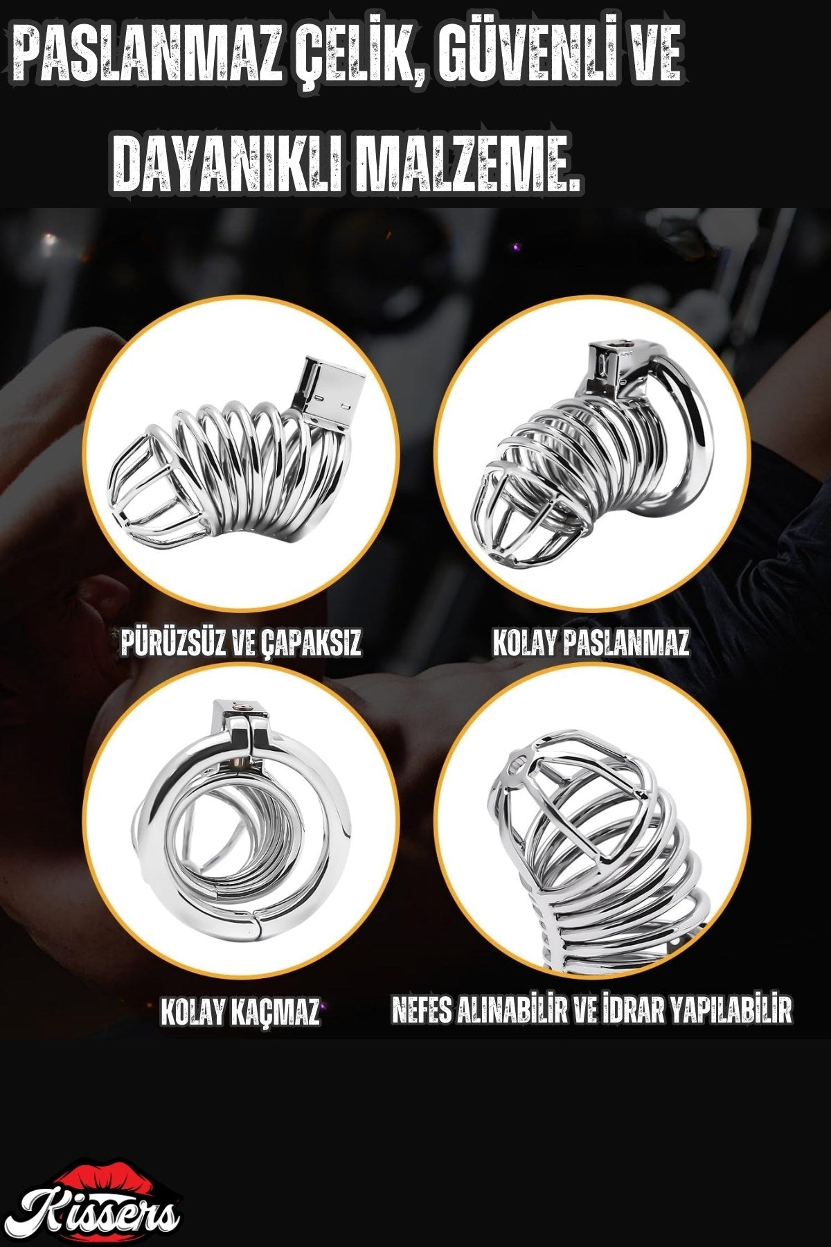Chastity Cock Cage Erkek Bekaret Gümüş Renk Çelik Penis Esaret Kafesi