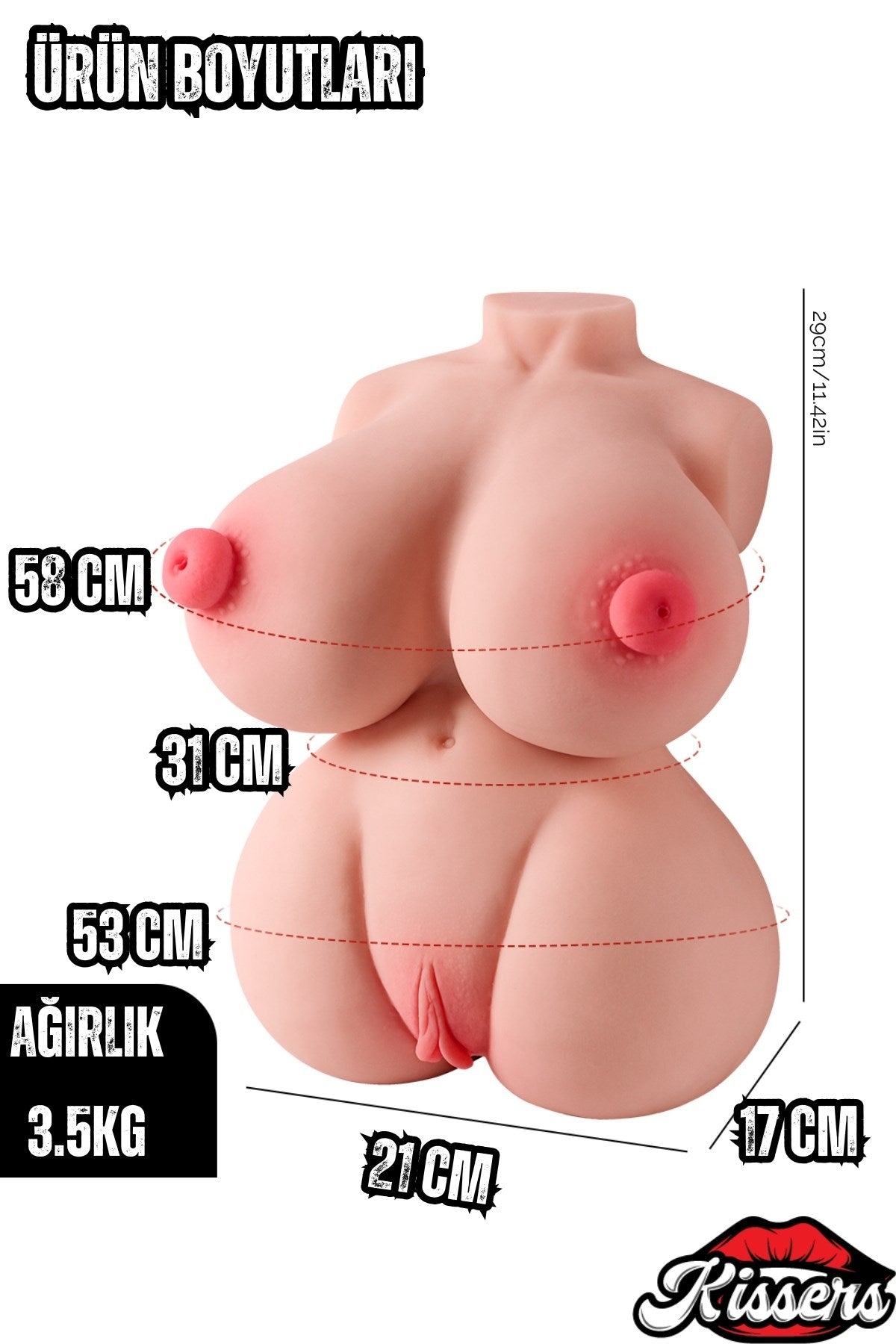 Ultra Mega Boy Göğüs Girişli Dolgun Göğüslü Anal Vajinal Realistik Manken Mastürbatör 3.5 Kg