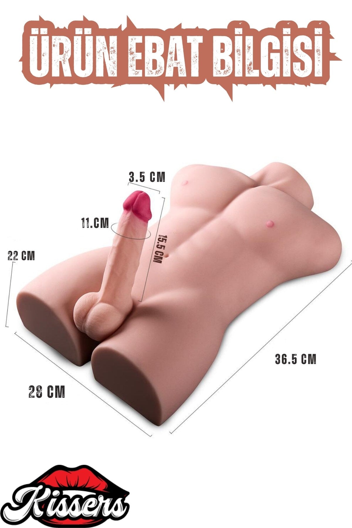 Anal Girişli Yarım Vücut Yapay Penis Dildo Erkek Realistik Manken Mastürbatör Ten 4.5 KG