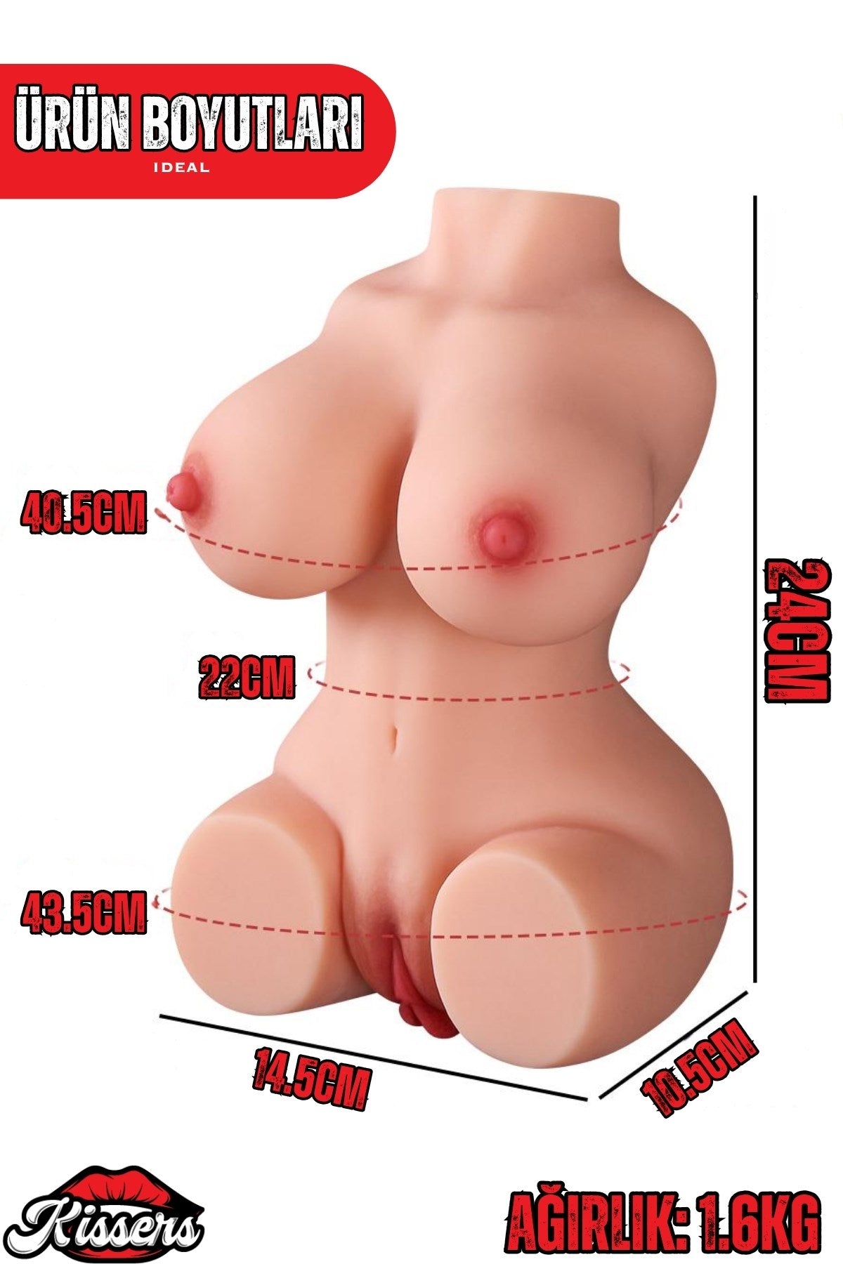 Yeni Nesil Anal Vajinal Titreşimli Isıtmalı 1.6 Kg 24 Cm Mini Boy Realistik Manken Mastürbatör