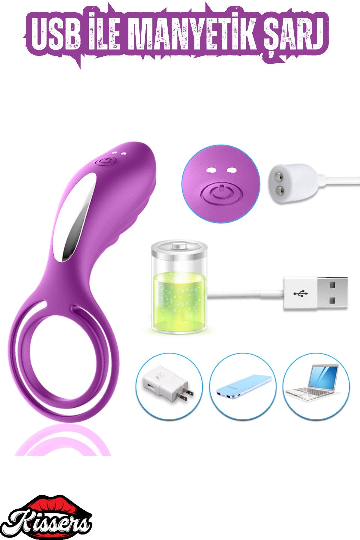 Ekstra Güçlü Klitoris Uyarıcılı 7 Farklı Titreşim Modlu Penis Halkası