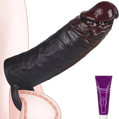 Erken Boşalma Önleyici Ultra Realistik Testis Tutuculu Damarlı Uzatmalı Penis Kılıfı